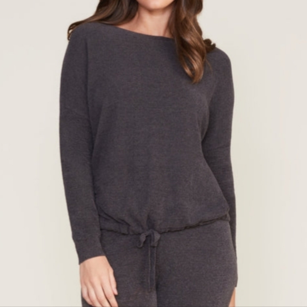 Barefoot Dreams CozyChic Ultra Light Slouchy Pullover In Carbon